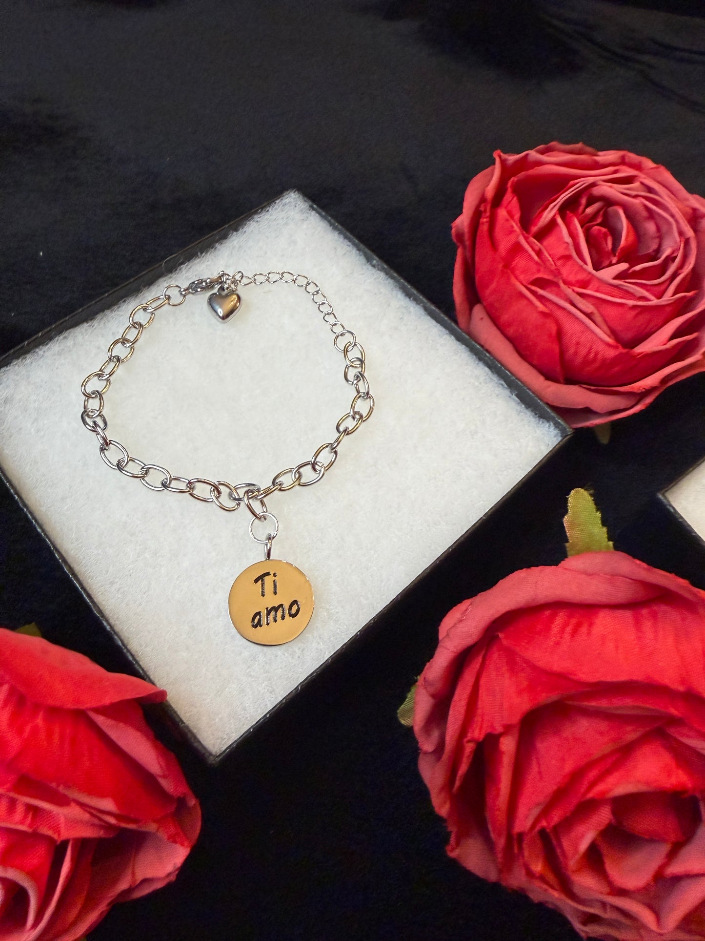 Ti Amo Stainless Steel Charm Bracelet