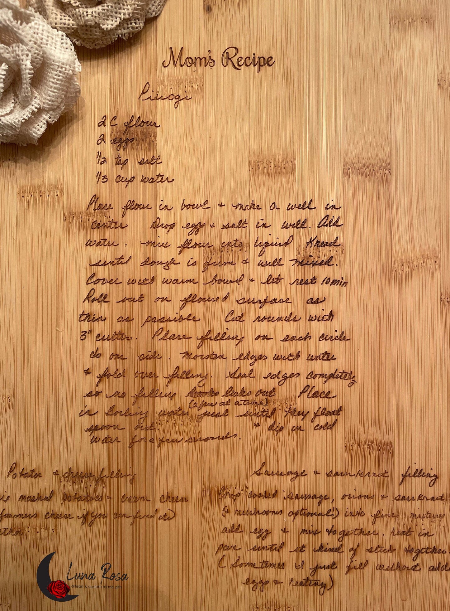 Personalized Recipe Bamboo Cutting Board, Handwriting Engraved Gift