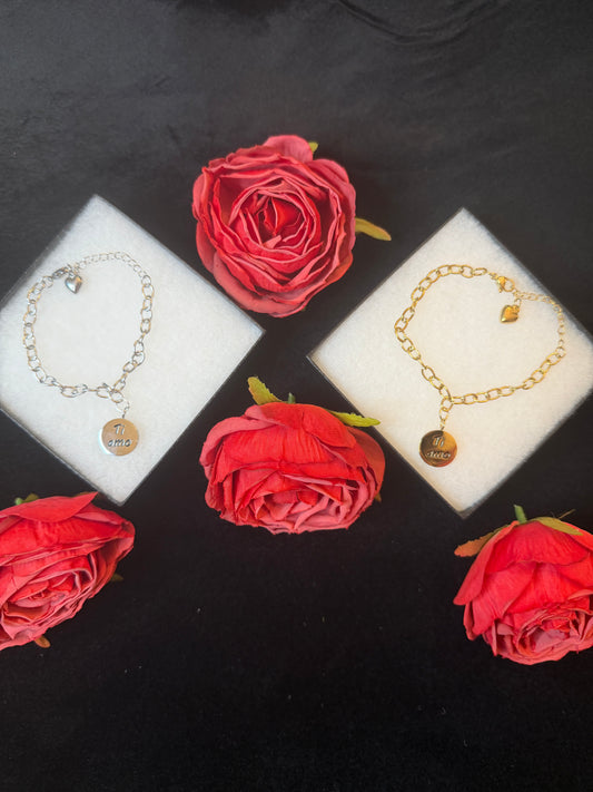 Ti Amo Stainless Steel Charm Bracelet