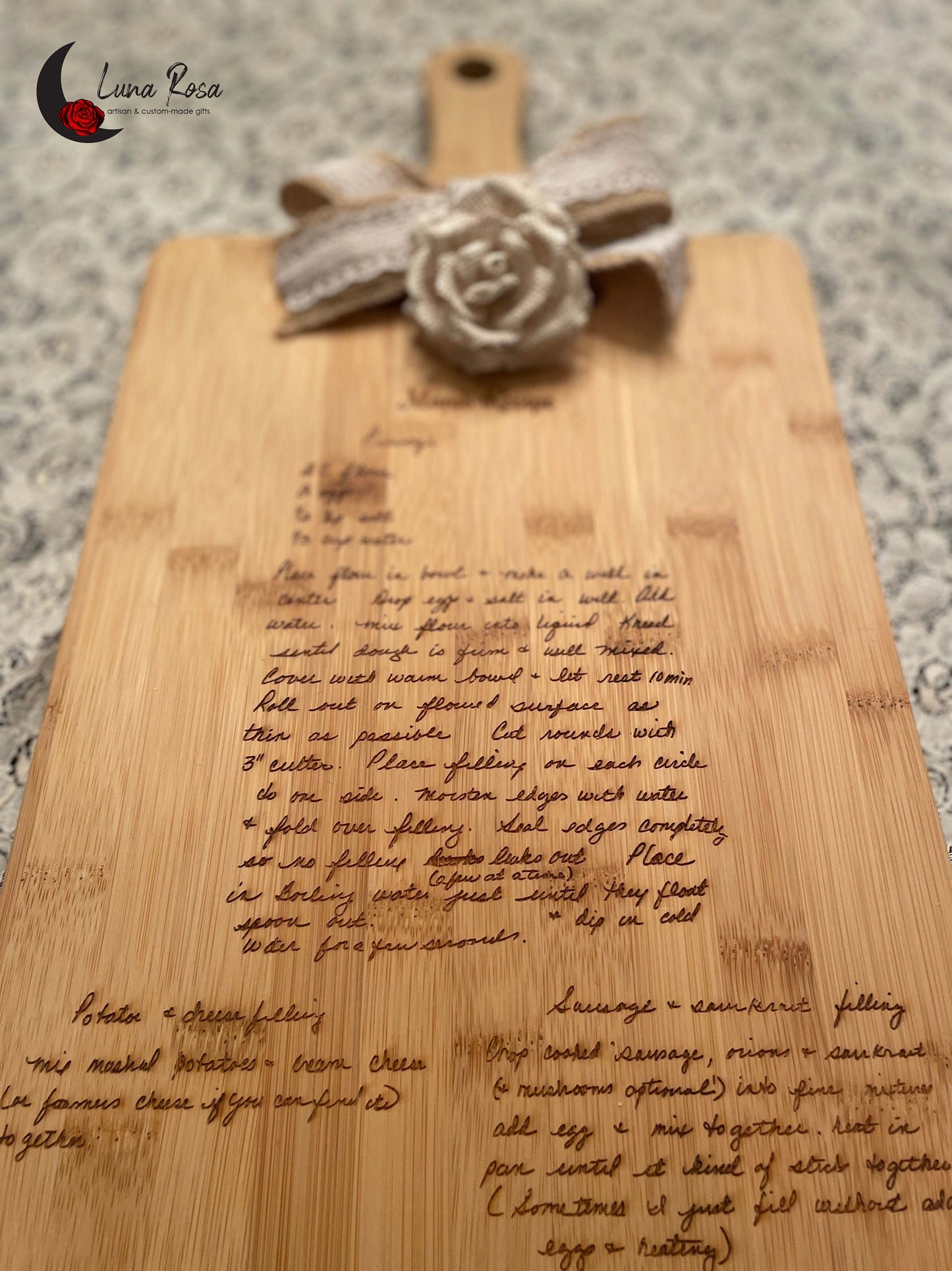 Personalized Recipe Bamboo Cutting Board, Handwriting Engraved Gift