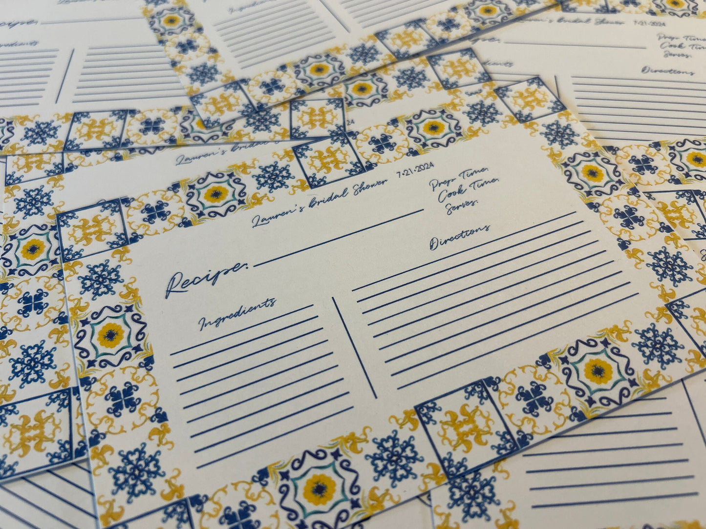 Italian Recipe Cards, Wedding, Bridal Shower, Party - Customizable