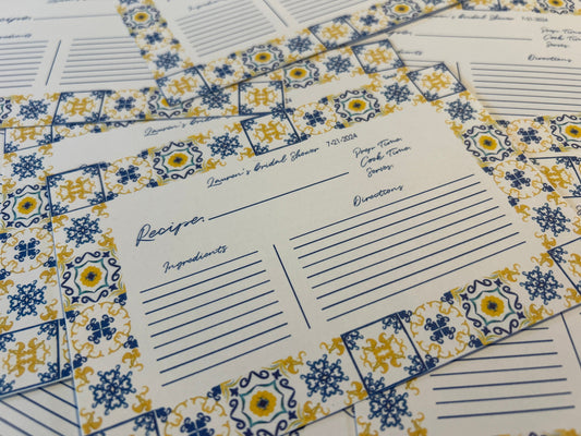 Italian Recipe Cards, Wedding, Bridal Shower, Party - Customizable