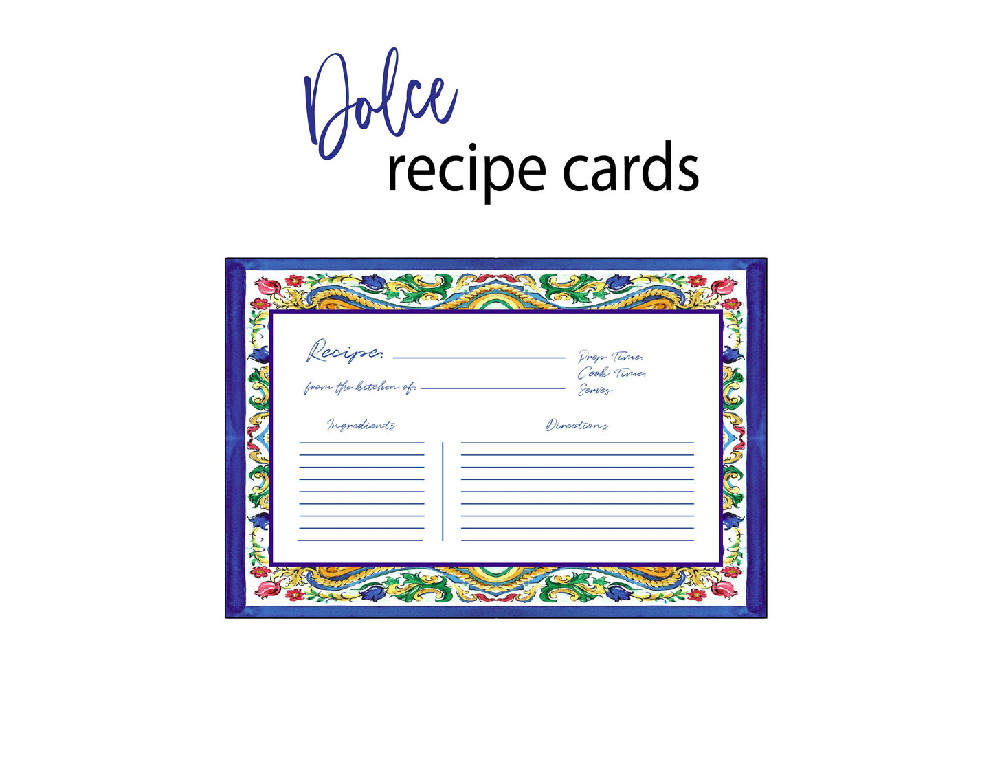 Italian Recipe Cards, Wedding, Bridal Shower, Party - Customizable