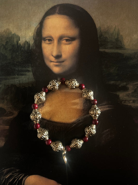 Sicilia Cornicello Charm Bracelet with 18k Gold Plated Cornicello and Red Garnet