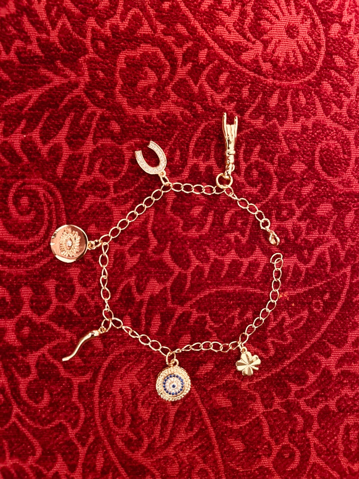 Italian Fortuna Gold Plated Charm Bracelet