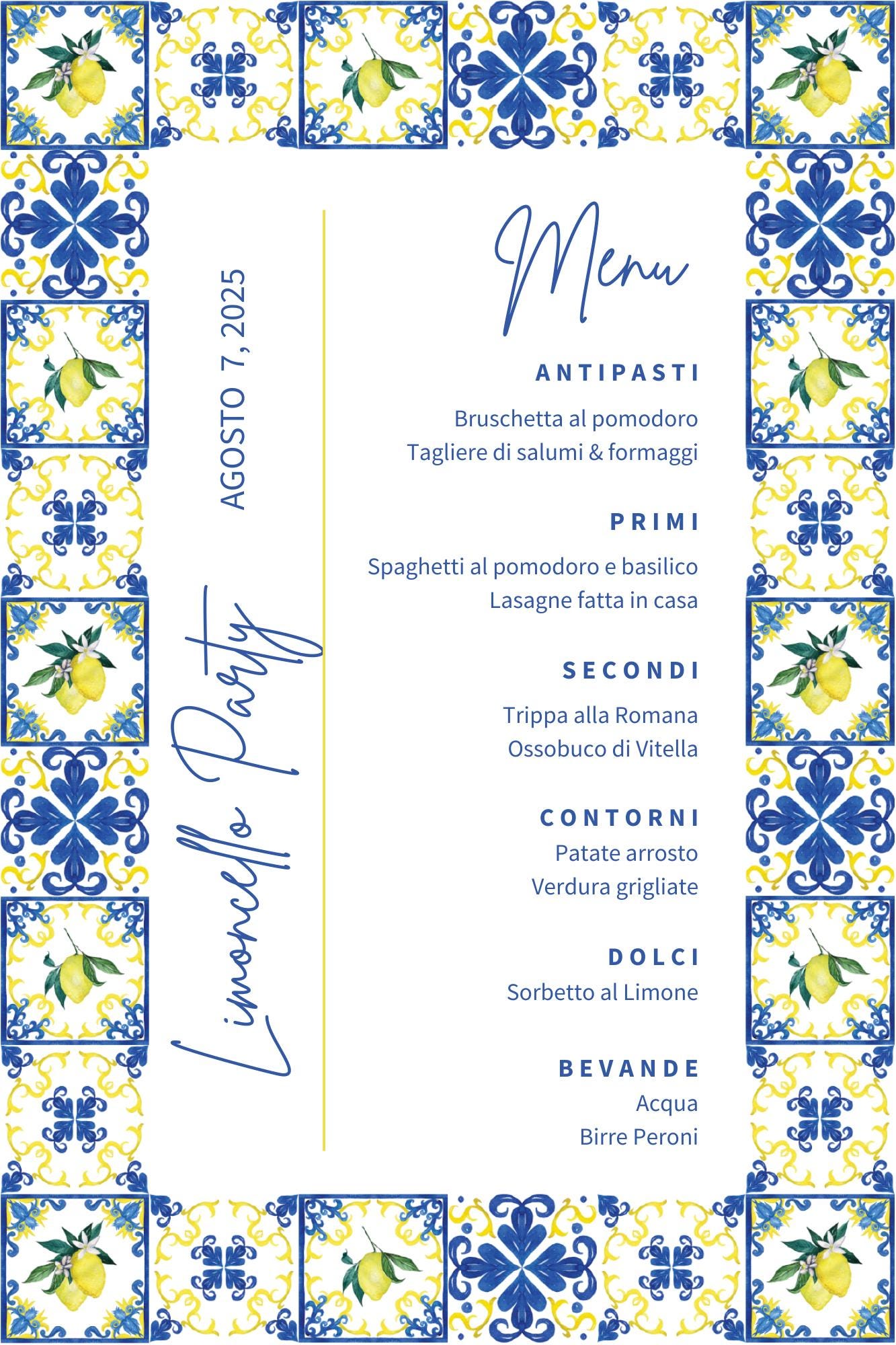 Limoncello Digital Party Kit - Editable in Canva
