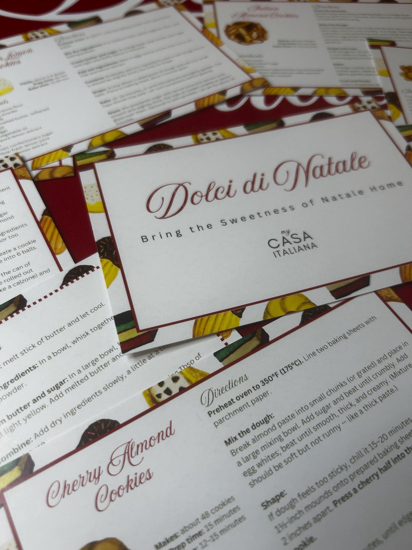 Italian Christmas Cookie Recipe Cards – Holiday Baking Gift, Set of 9