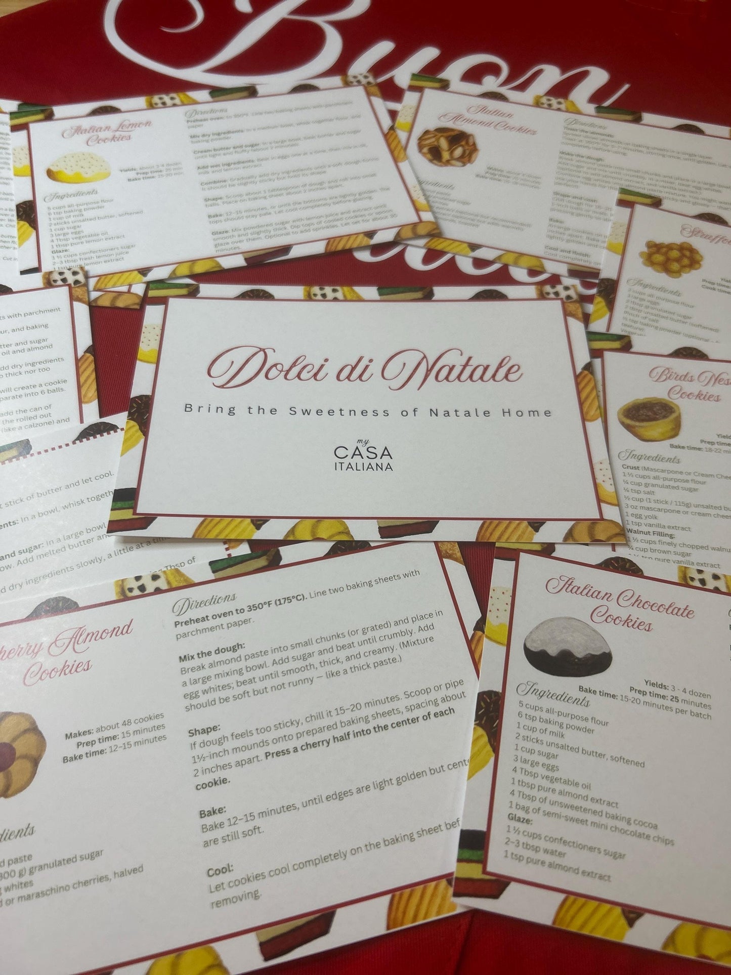 Italian Christmas Cookie Recipes • Dolci di Natale Printable Cards (Digital Download)